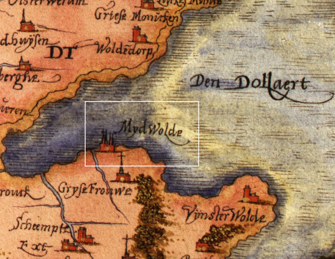Ol Kerke op een kaart uit 1573